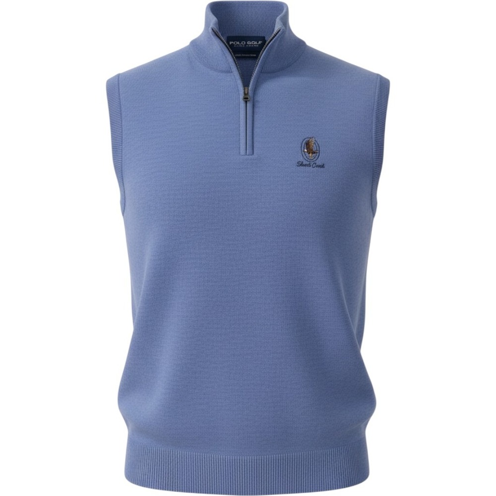 Polo Golf Ralph Lauren Sweater Vest Periwinkle Blue 100% Merino Wool Shoal Creek